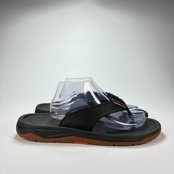 Grundens Black Brown Flip Flop Sandals Non-Slip Comfort Fishing Mens Size 12 - Picture 1 of 10